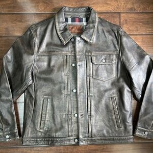 Men's Patrick James Distressed Leather Jacket XL